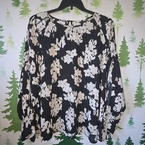 Floral Black and White Women's Top
